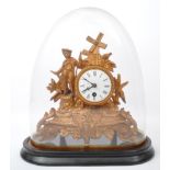 19TH CENTURY FRENCH 24HR MANTEL CLOCK & GLASS DOME
