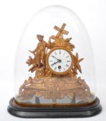 19TH CENTURY FRENCH 24HR MANTEL CLOCK & GLASS DOME