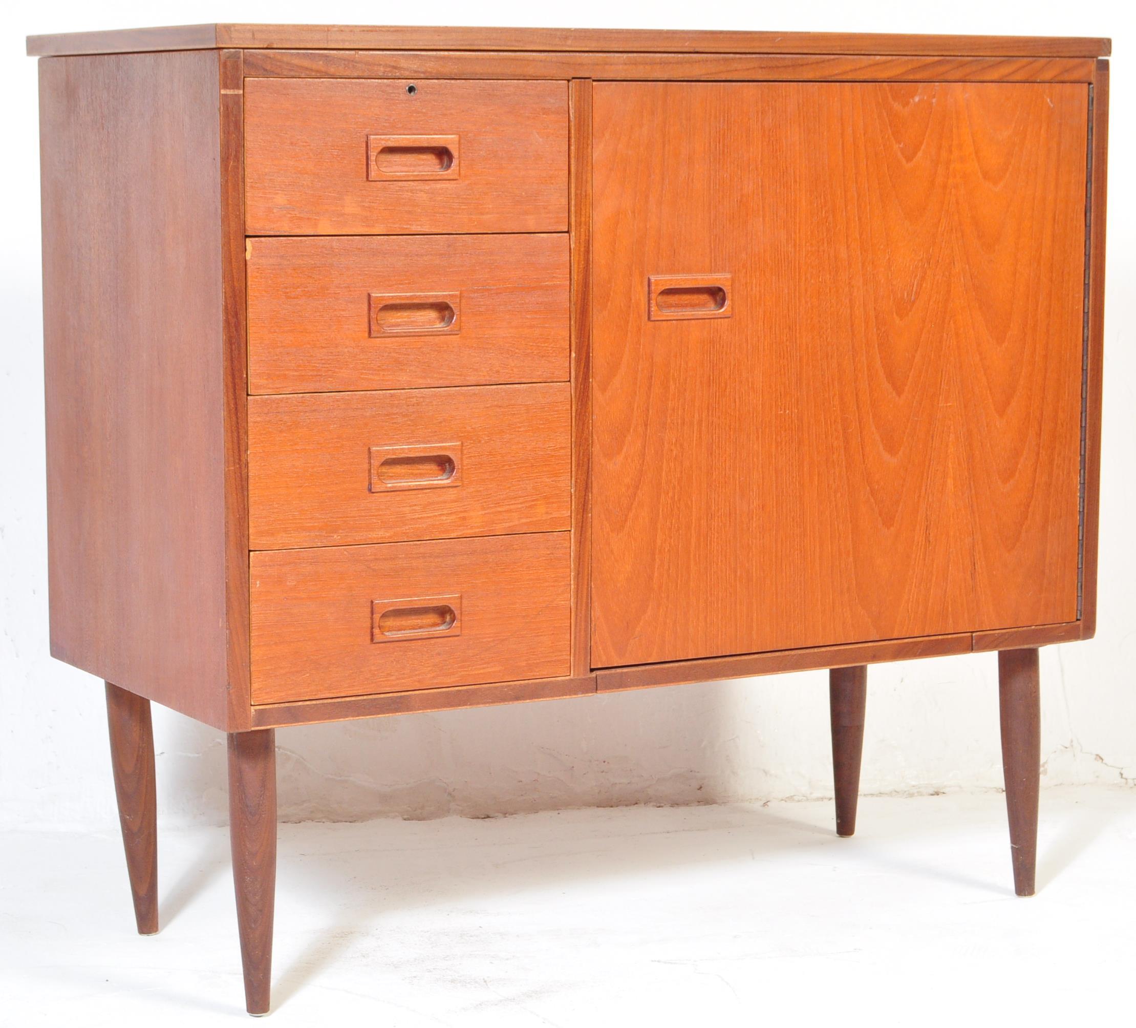 RETRO TEAK 1970s SEWING TABLE CABINET