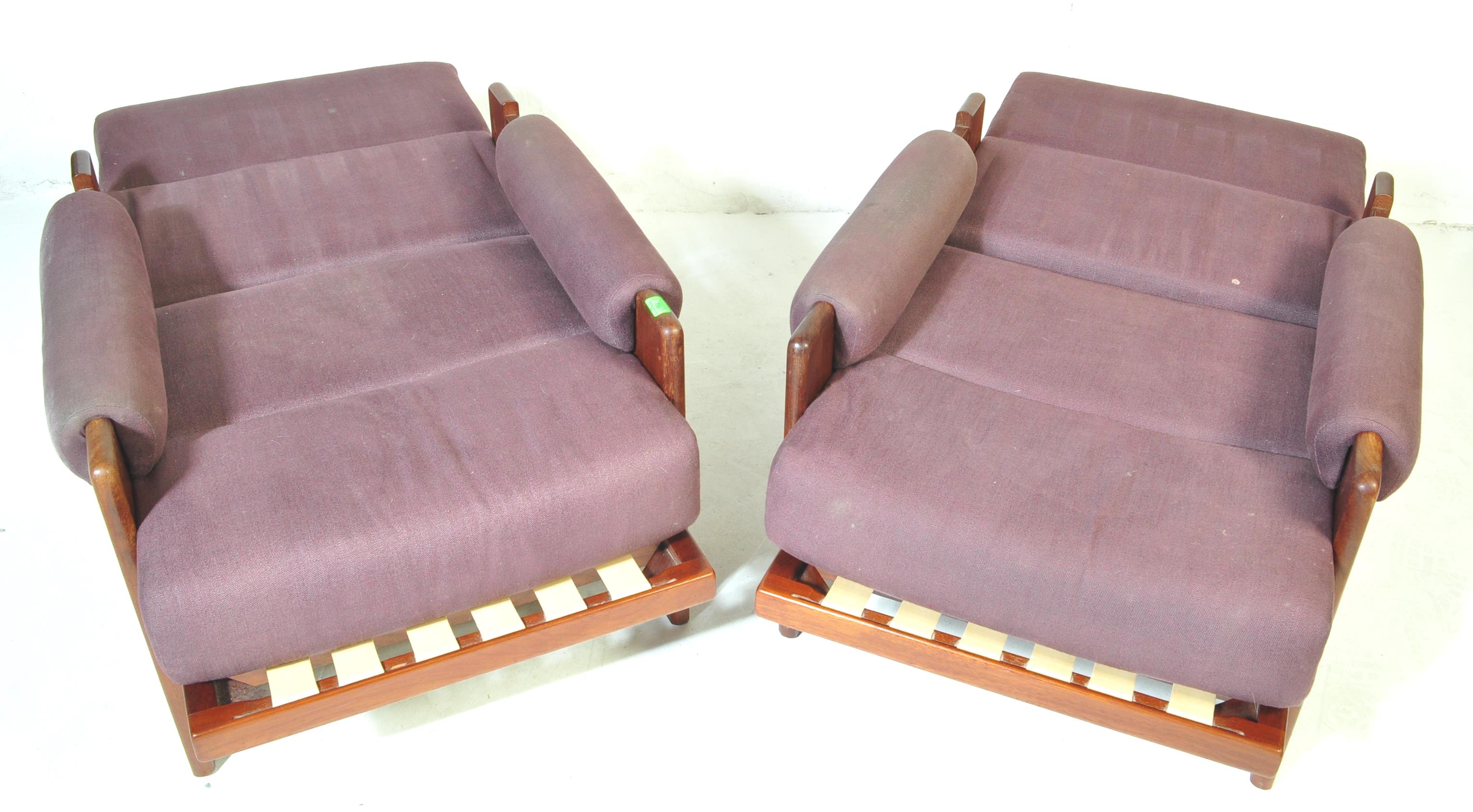 RETRO CIRCA 1970S OAK FRAMED ARMCHAIRS DAY BEDS - Image 4 of 6