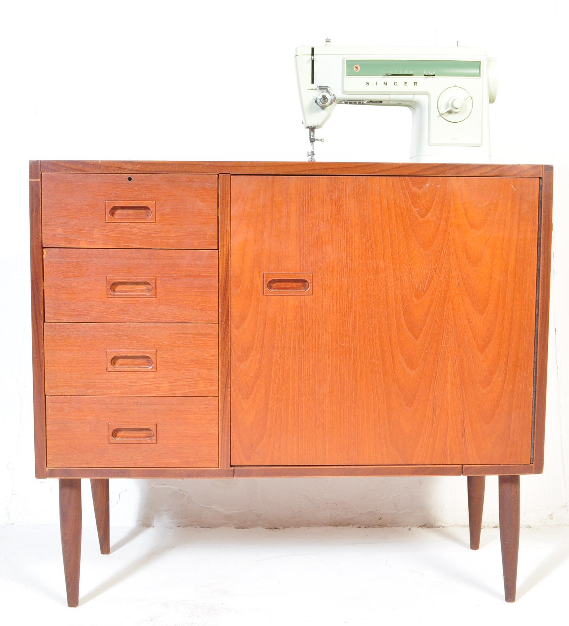 RETRO TEAK 1970s SEWING TABLE CABINET - Image 3 of 6