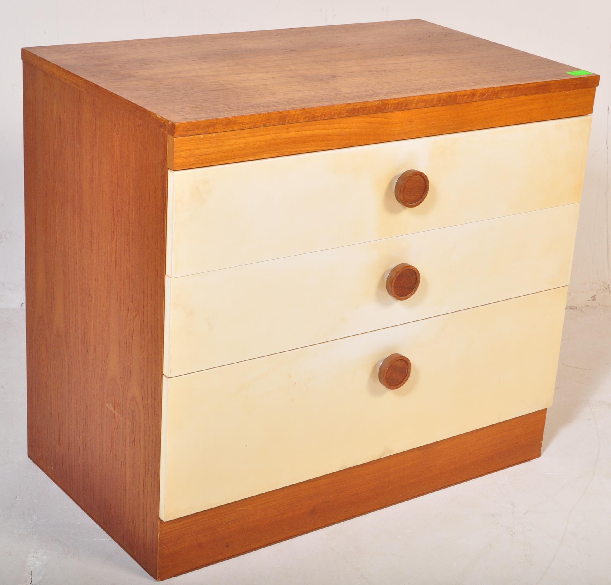 RETRO MID CENTURY TEAK PEDESTAL CHEST OF DRAWERS - Image 2 of 6