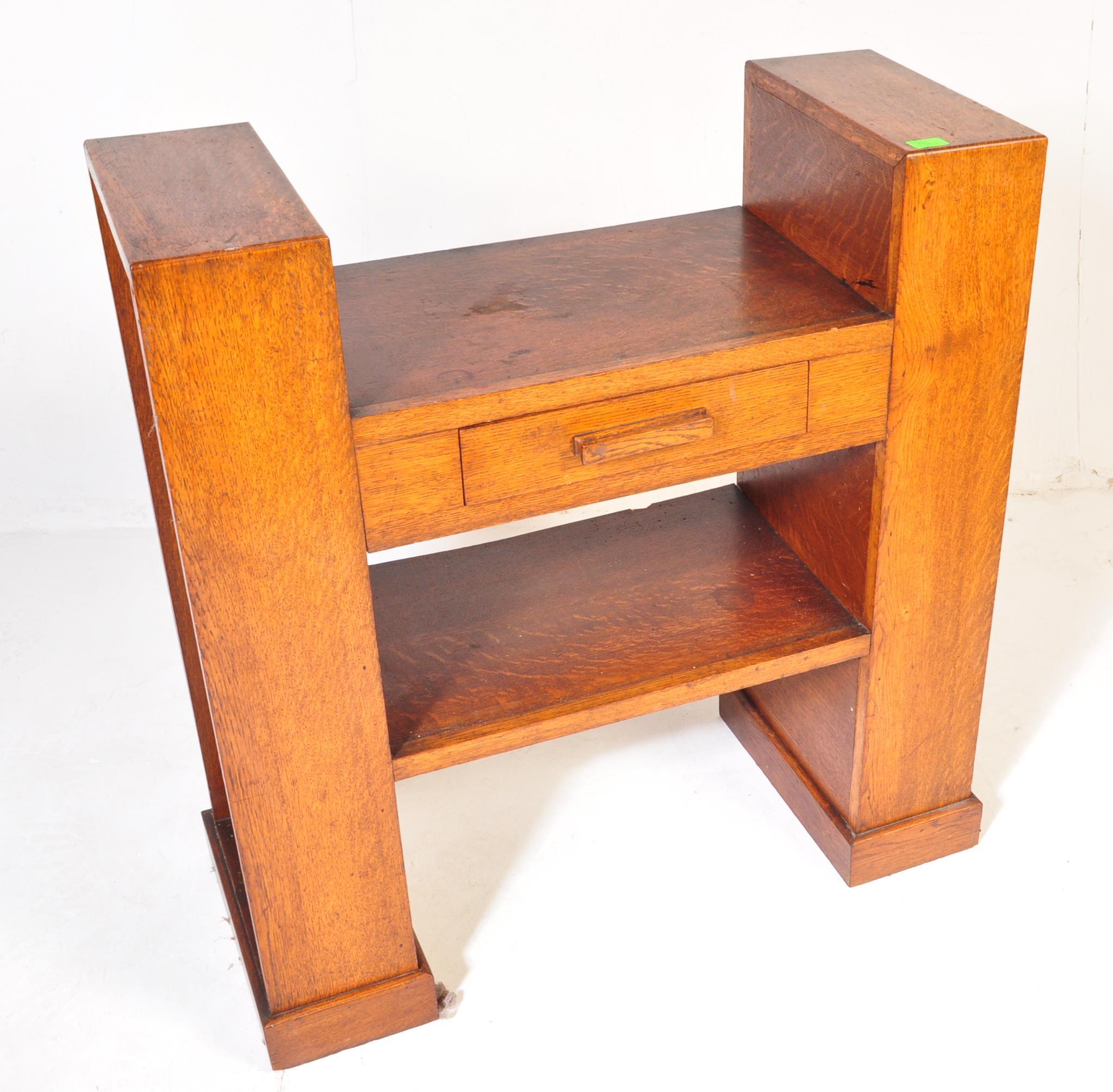 1930S ART DECO OAK DROP CENTRE HALL TABLE WRITING DESK - Image 2 of 5