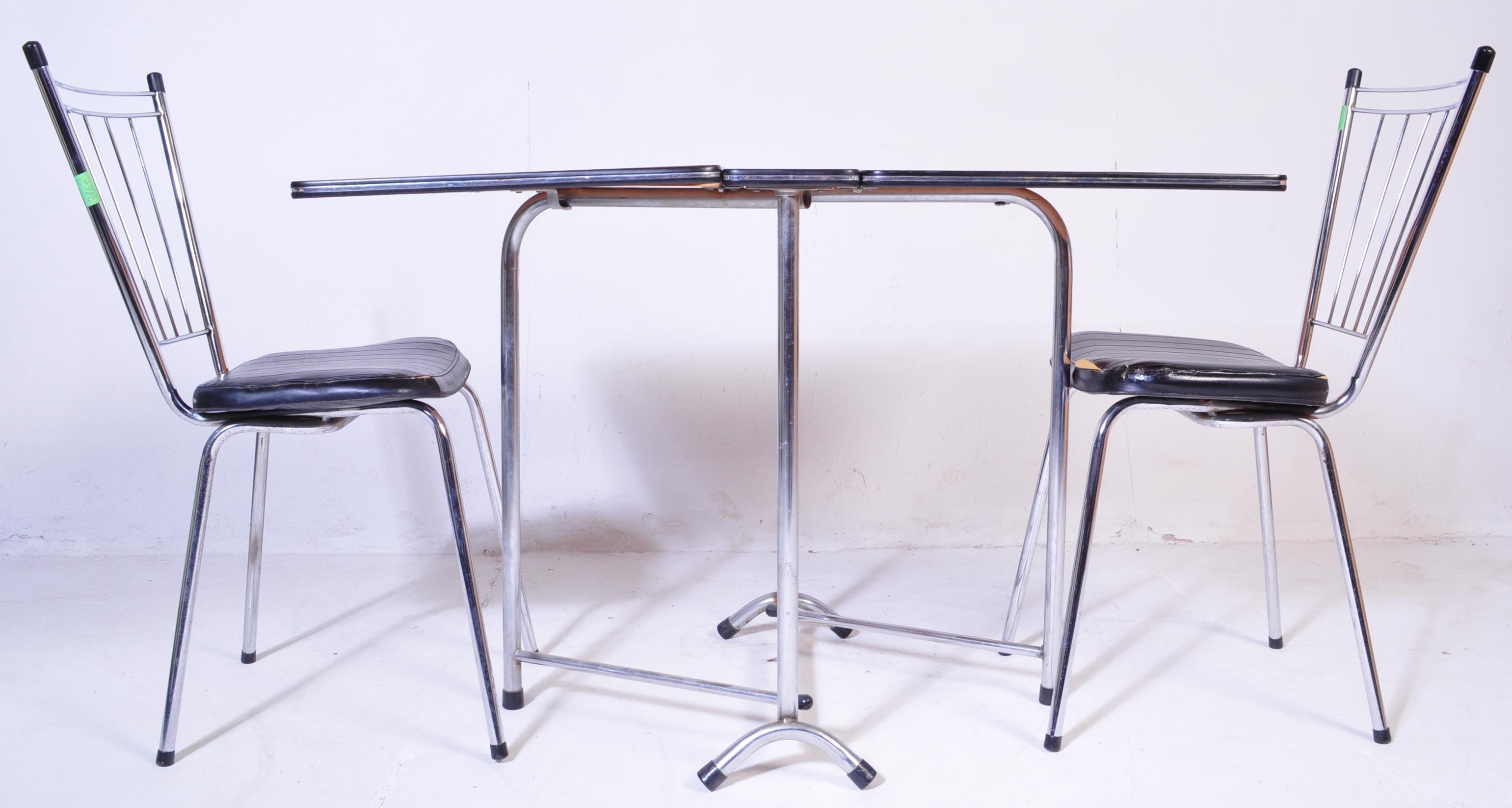 MID CENTURY FOMICA & CHROME TABLE & CHAIRS