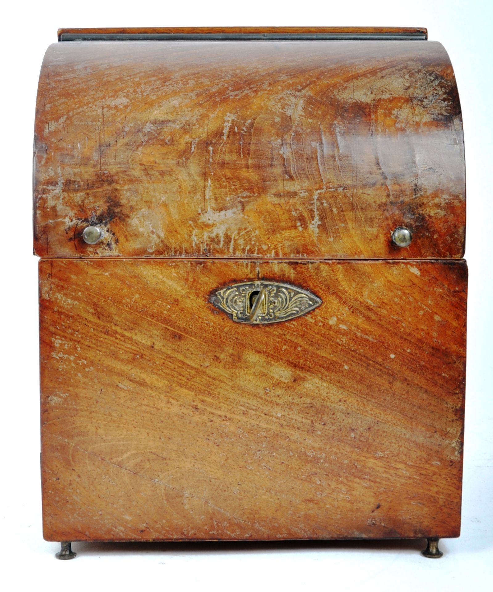 VICTORIAN MAHOGANY FLAME DOME FRONT DOCUMENT BOX - Image 2 of 7