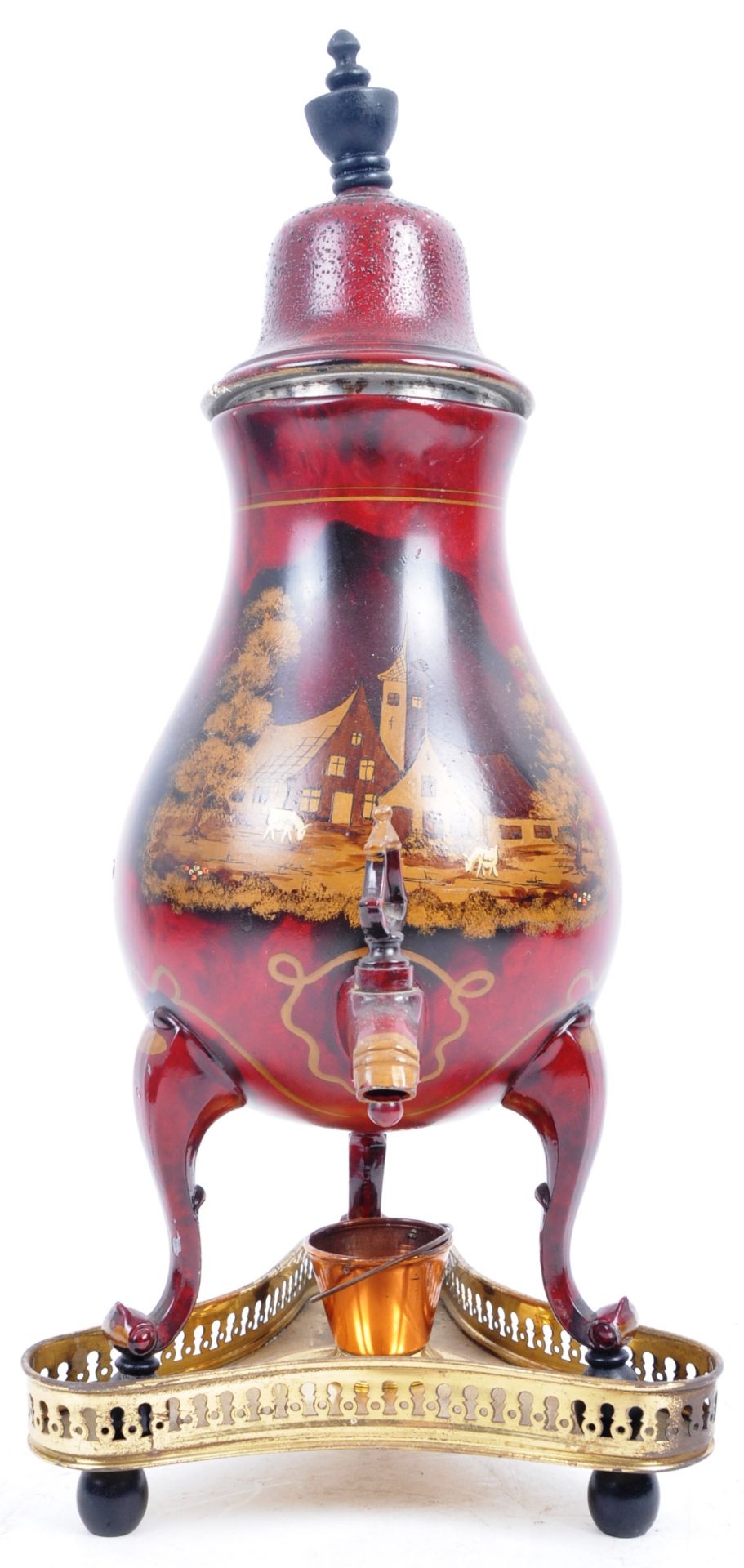 19TH CENTURY VICTORIAN RED LACQUERED COFFEE POT - Image 2 of 6