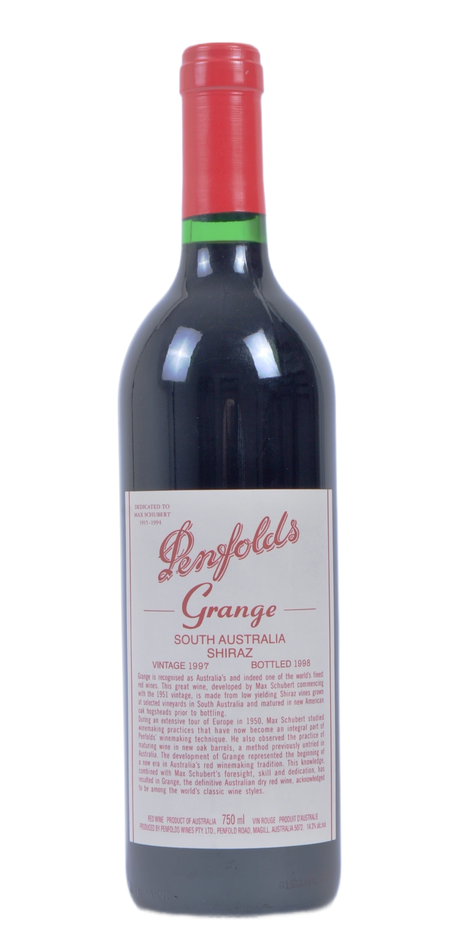 VINTAGE 1997 PENFORLDS GRANGE SOUTH AUSTRALIA SHIRAZ BOTTLE