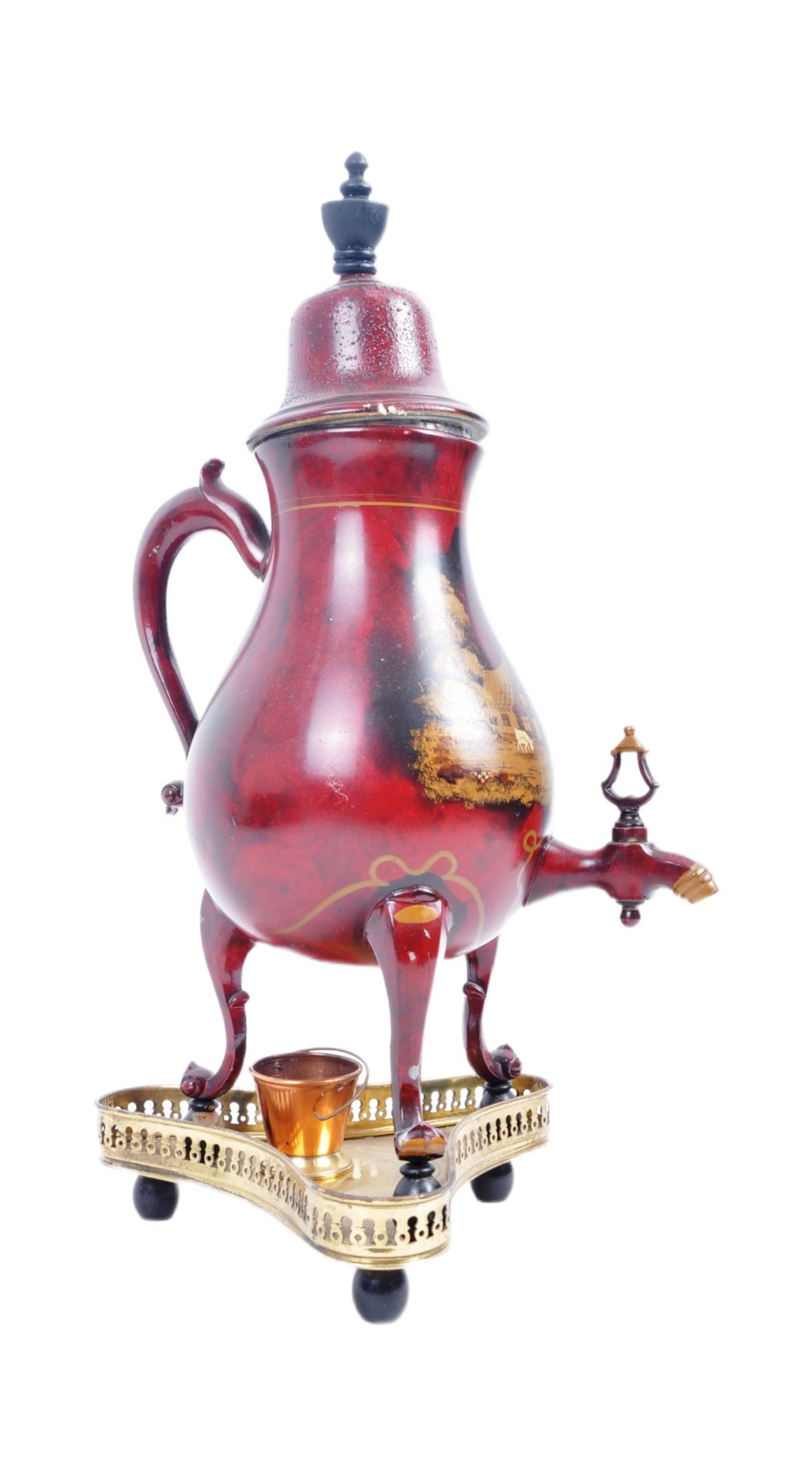 19TH CENTURY VICTORIAN RED LACQUERED COFFEE POT