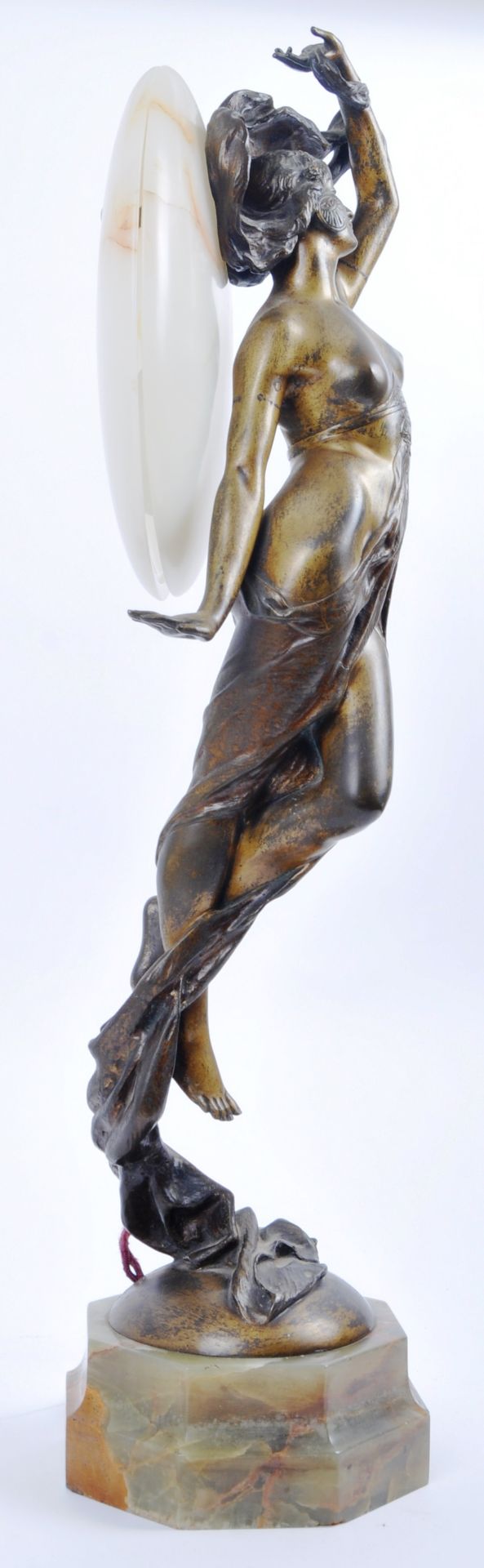 JEAN VERSCHNEIDER (1872-1943) FIGURAL BRONZE & MARBLE LAMP - Image 3 of 10