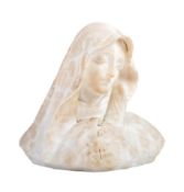 19TH CENTURY WHITE MARBLE ALABASTER FIGURE OF MARY