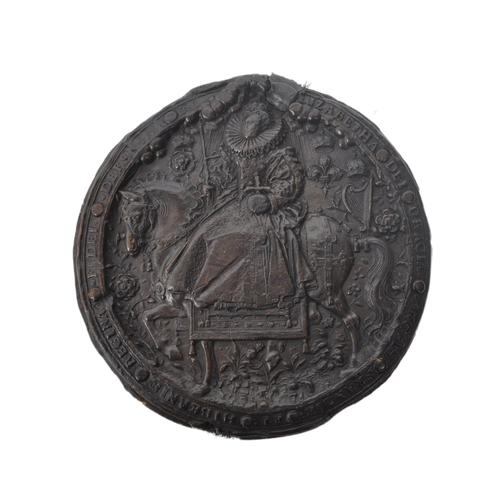 ELIZABETH I GREAT SEAL - LATE SIXTEENTH CENTURY WAX SEAL