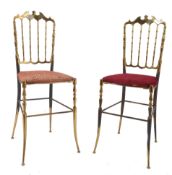 PAIR LATE 19TH CENTURY BRASS CHIAVARI DINING CHAIRS