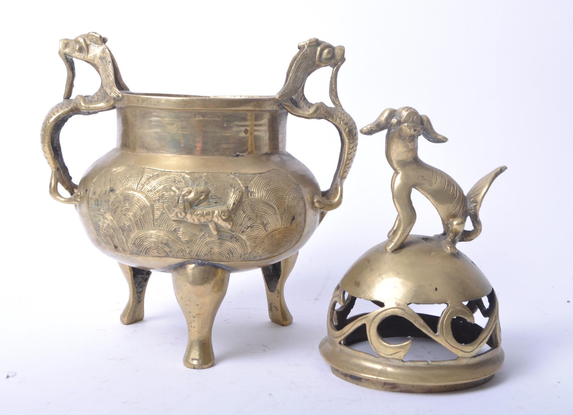 20TH CENTURY CHINESE BRASS INCENSE BURNER - Image 7 of 10