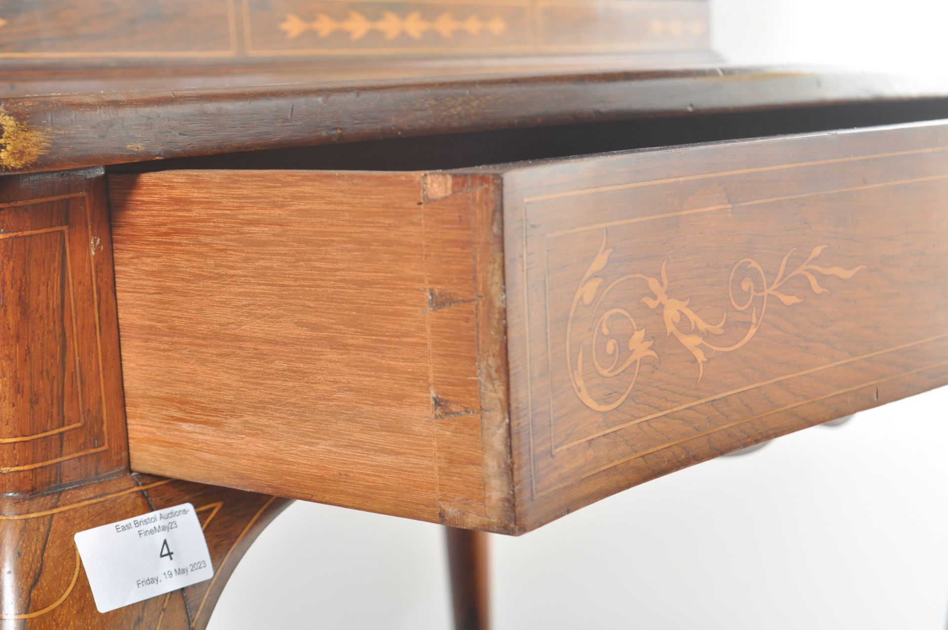 19TH CENTURY ROSEWOOD & MARQUETRY CABINET ON STAND - Image 8 of 11