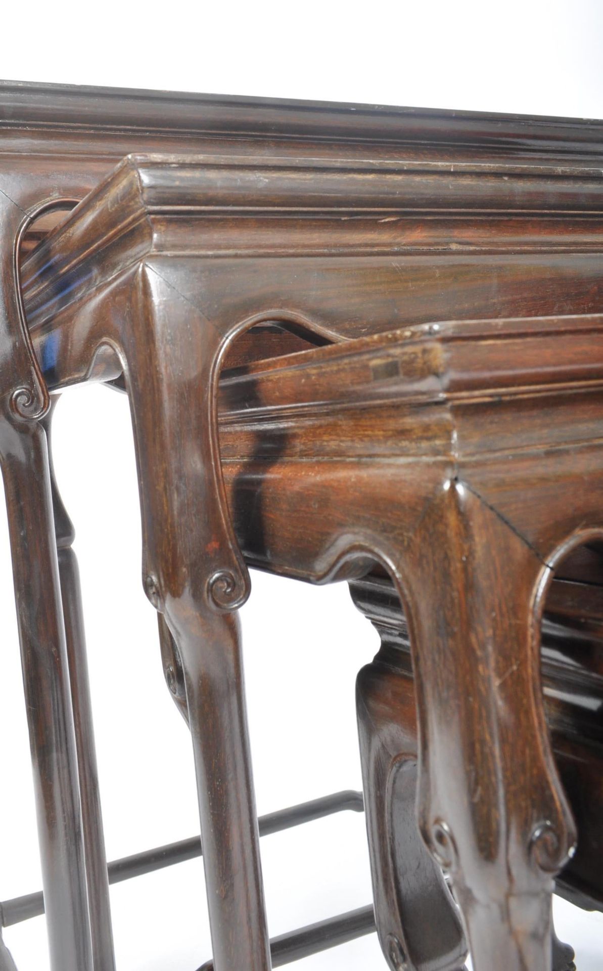 CHINESE QING DYNASTY ORIENTAL HARDWOOD NEST OF TABLES - Image 3 of 6