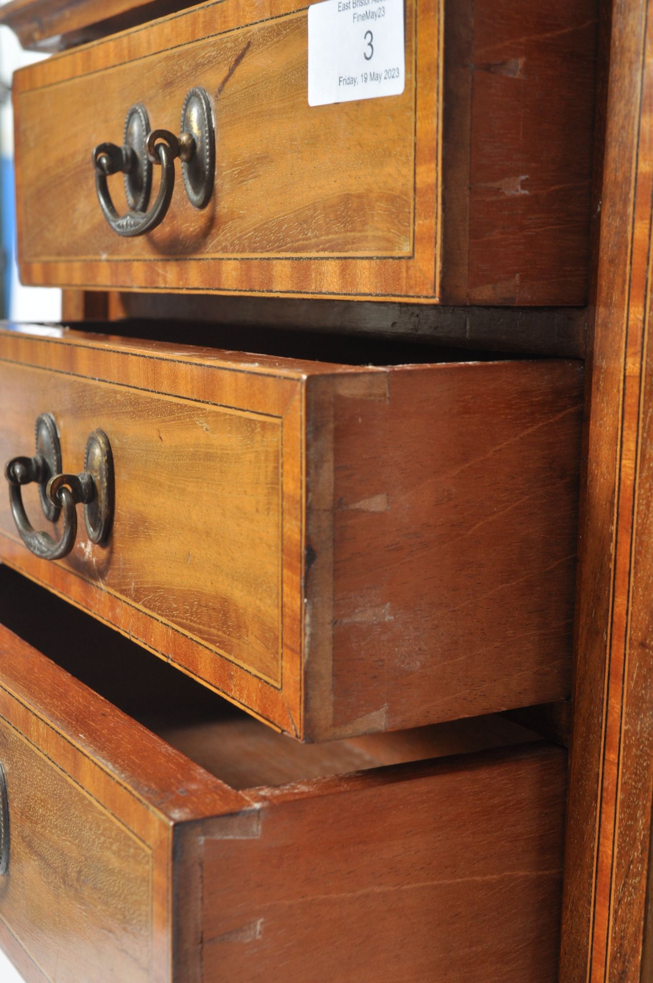 EDWARDIAN MAHOGANY & MARQUETRY INLAID REVOLVING BOOKCASE - Image 5 of 10