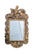 19TH CENTURY CARVED GILT RESIN WALL MIRROR WITH CHERUBS
