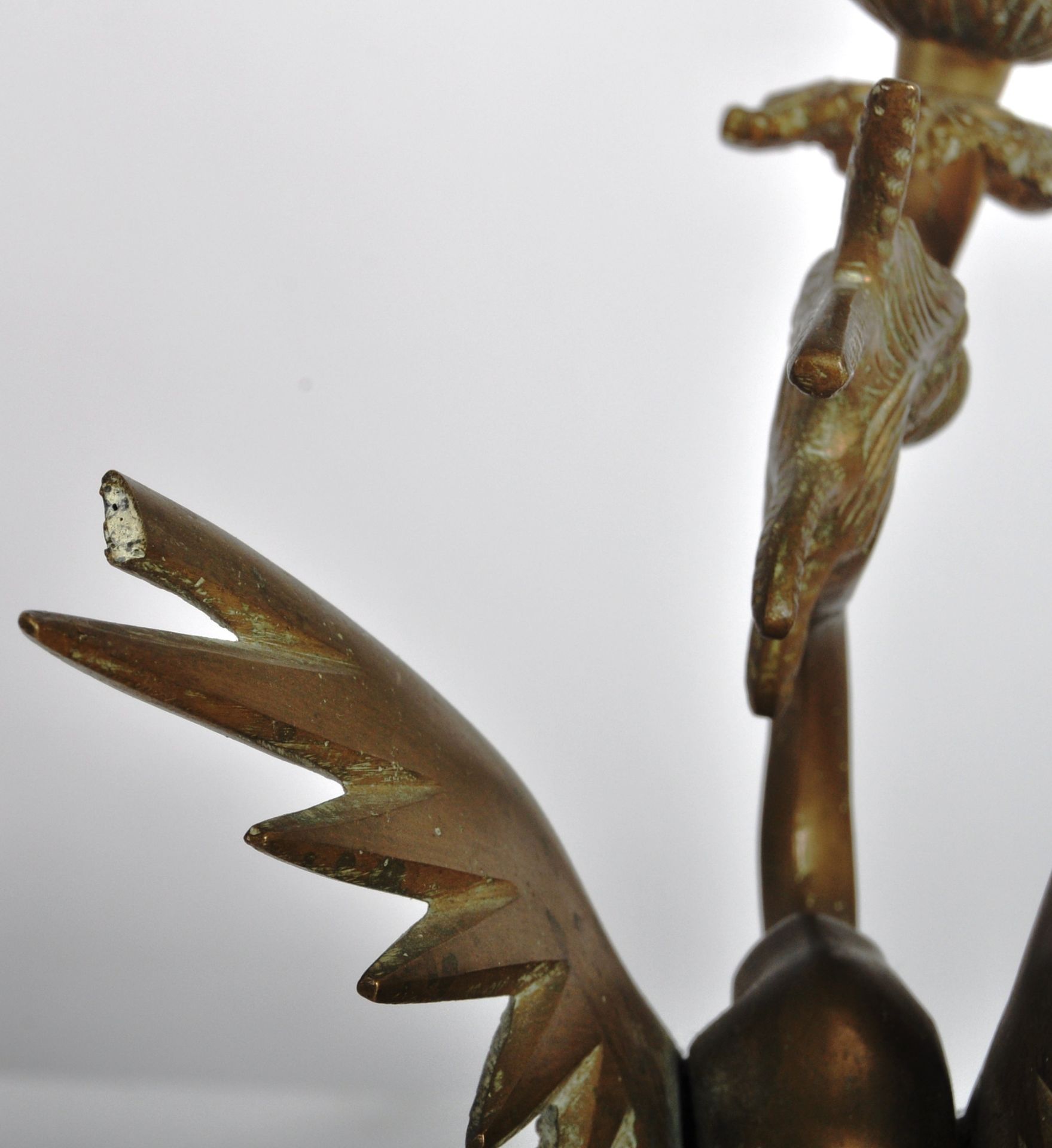 PAIR OF 19TH CENTURY BRASS GRIFFIN CANDLESTICKS - Image 4 of 7