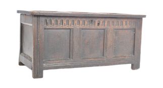 17th CENTURY COMMONWEALTH CARVED OAK COFFER CHEST