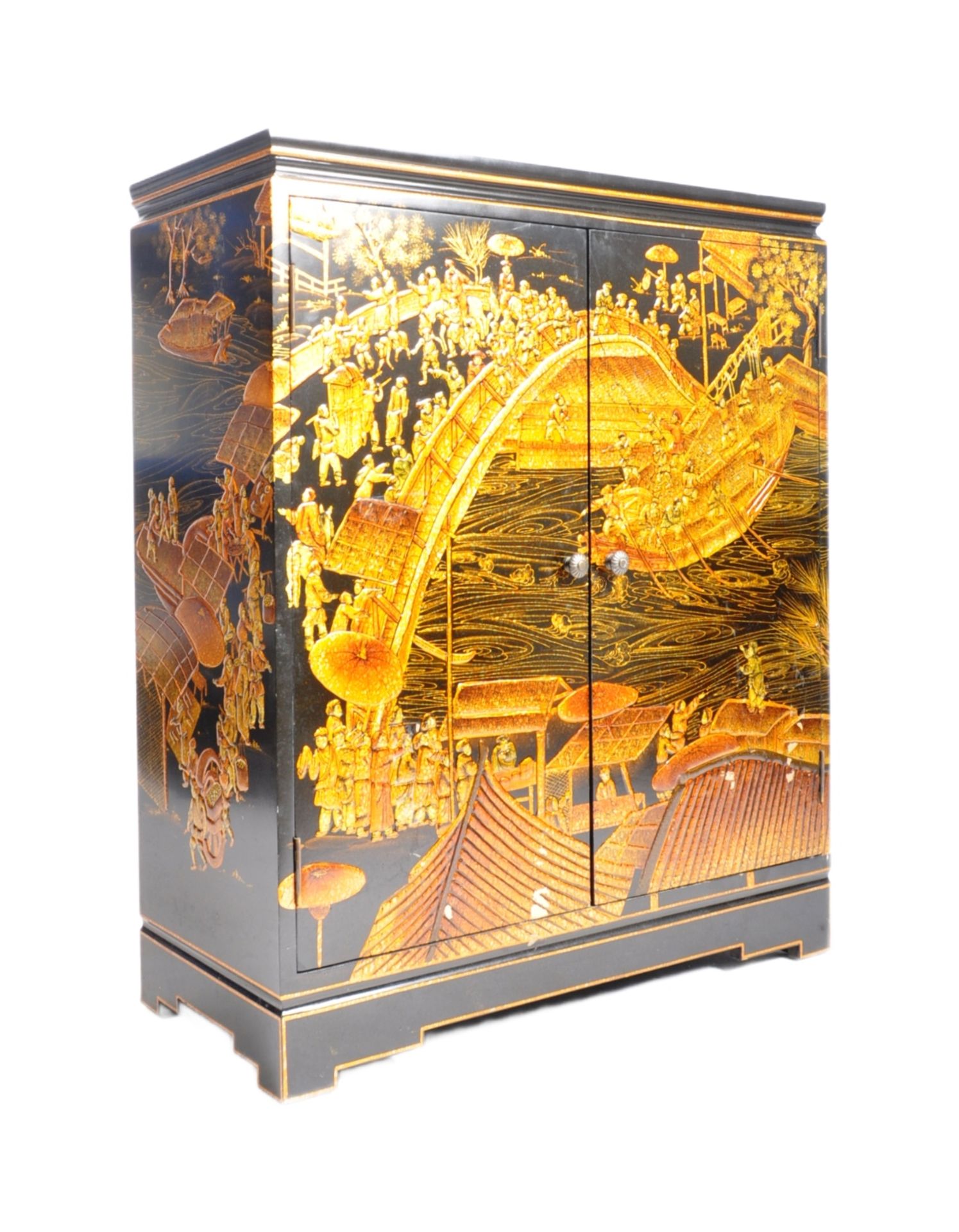 EARLY 20TH CENTURY 1930S CHINESE ORIENTAL CHINOISERIE CUPBOARD