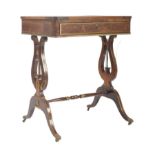 19TH CENTURY LADIES ROSEWOOD & BRASS INLAID WRITING TABLE