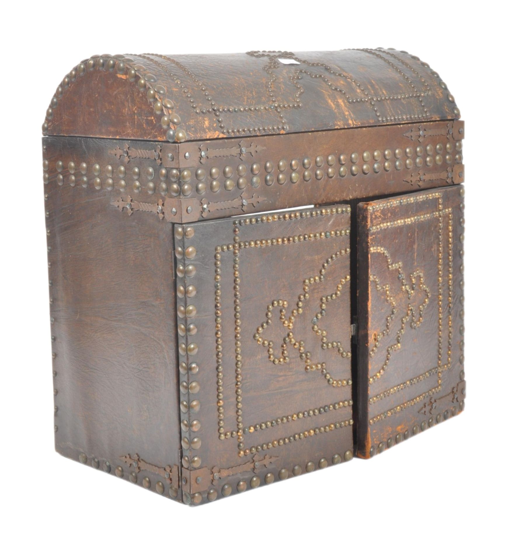 ISLAMIC ART - OTTOMAN LEATHER STUDDED DOME TOP CABINET