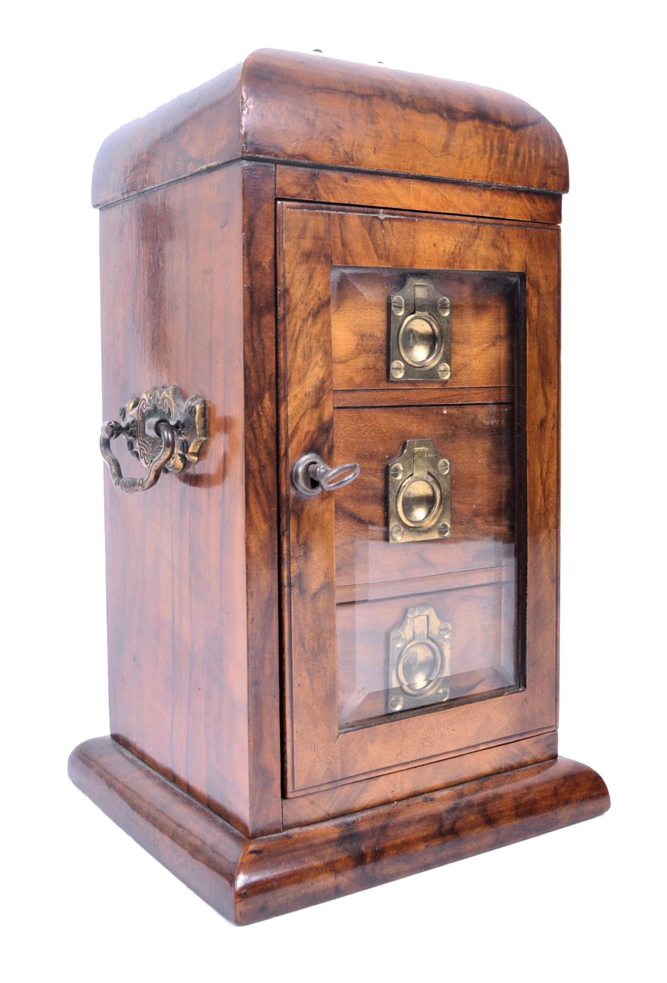 19TH CENTURY VICTORIAN BURR WALNUT SENTRY CABINET CHEST