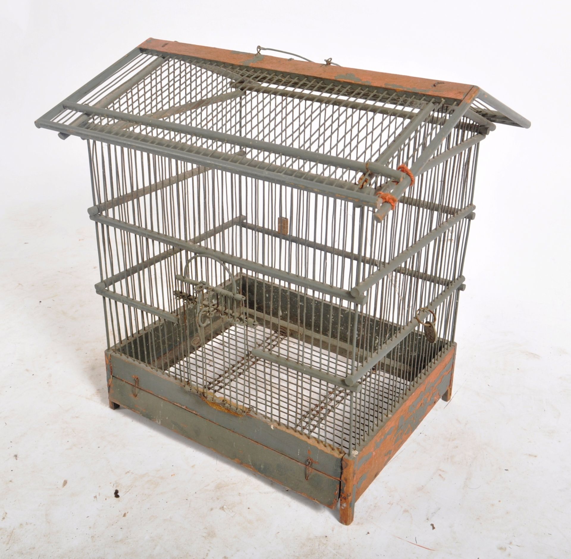 EARLY 20TH CENTURY WOOD & WIRE WORK BIRD CAGE - Image 5 of 5