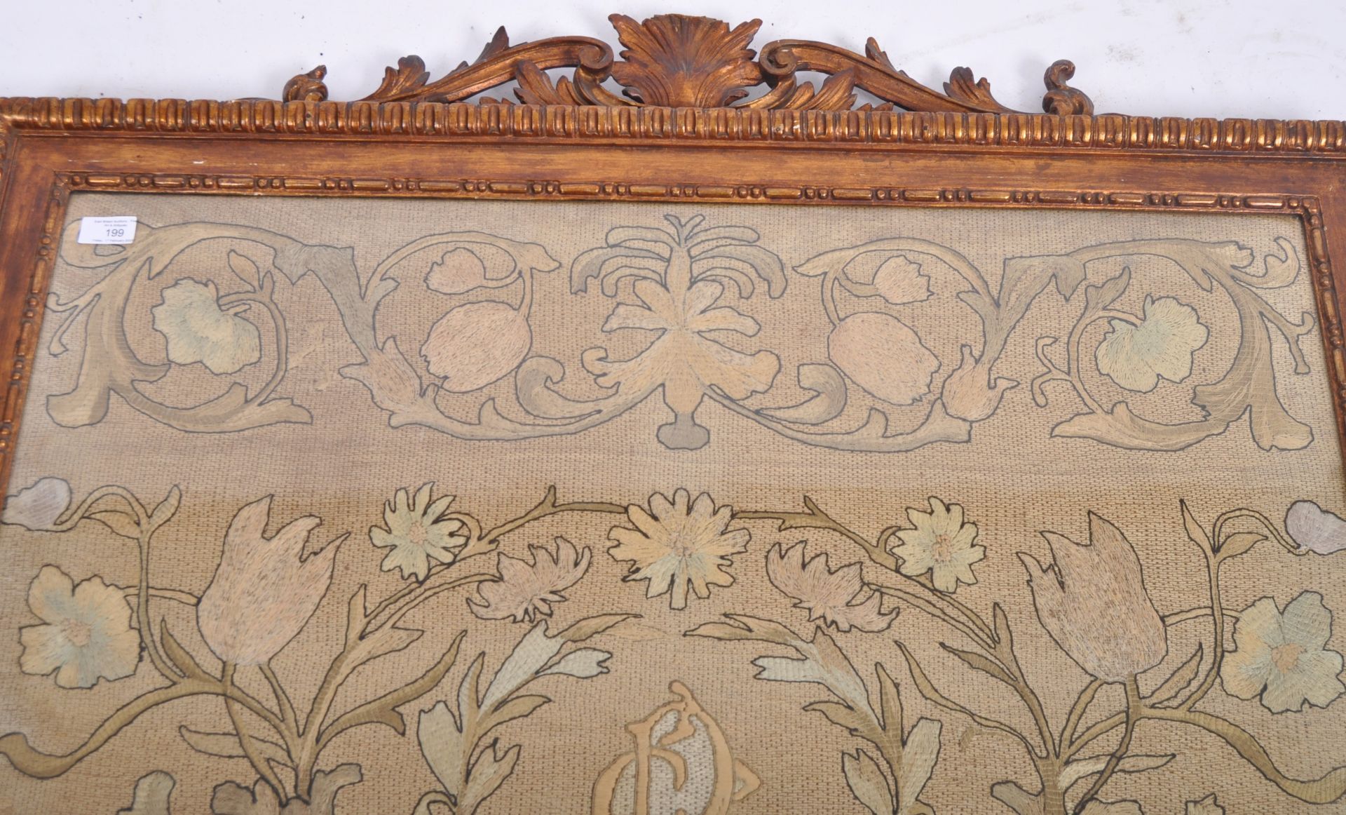 19TH CENTURY EMBROIDERED TAPESTRY WITHIN CARVED FRAME - Image 3 of 5