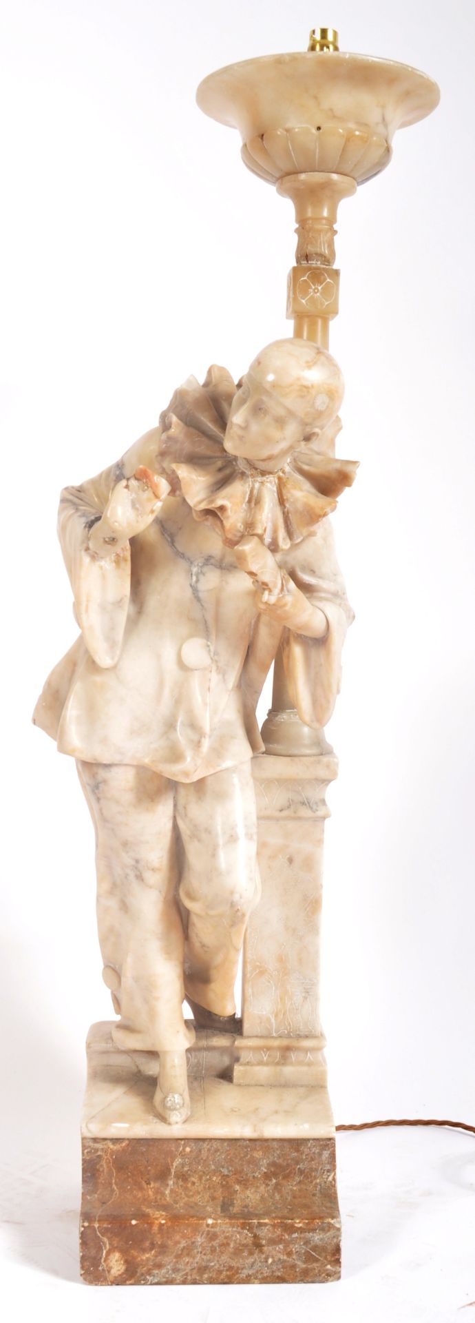 20TH CENTURY MARBLE TORCHERE PIERROT STATUE - Image 2 of 7