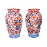 PAIR OF 19TH CENTURY JAPANESE TWIN IMARI URNS / VASES