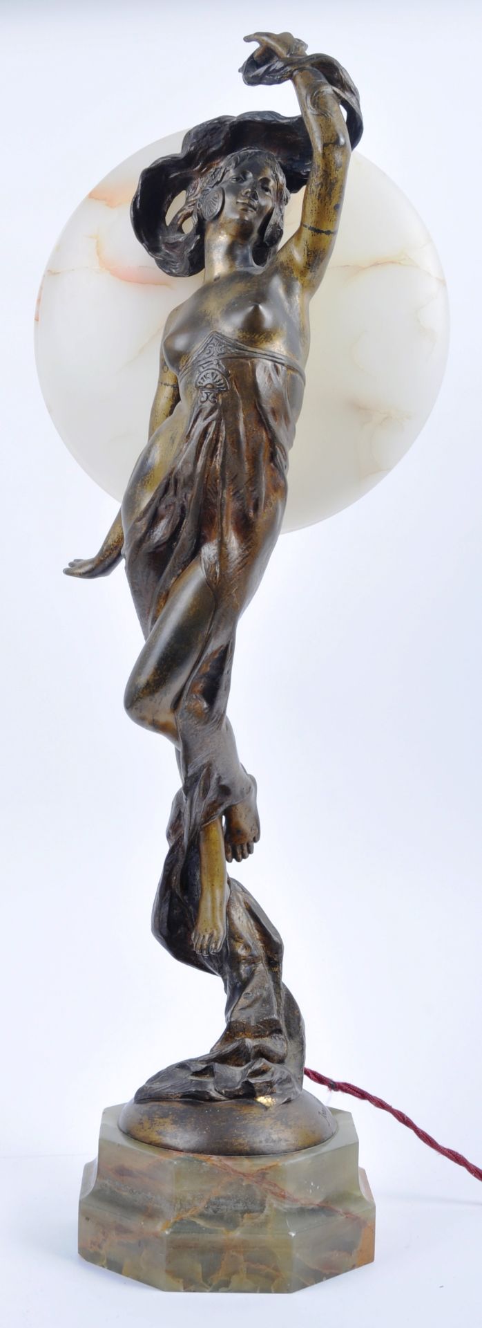 JEAN VERSCHNEIDER (1872-1943) FIGURAL BRONZE & MARBLE LAMP - Image 2 of 10