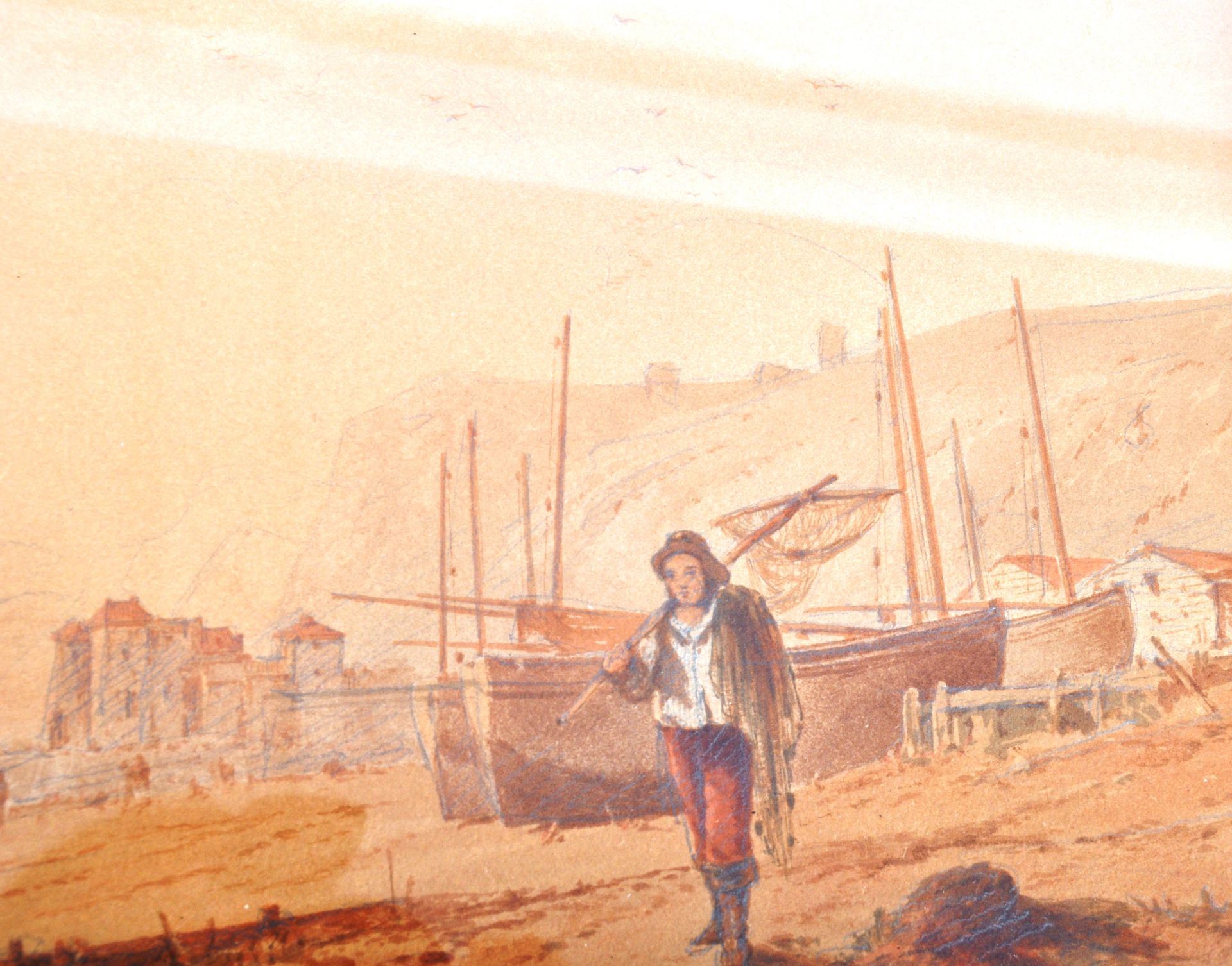 HENRY BRIGHT (1810-1873) FISHERMAN AT HASTINGS WATERCOLOUR - Image 2 of 6