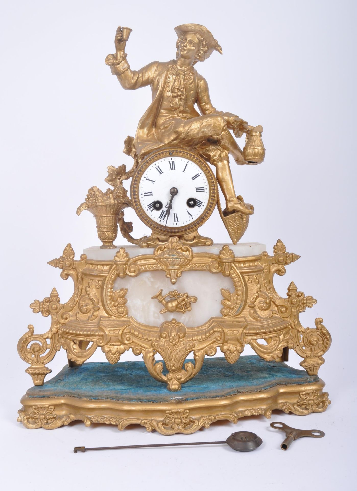 19TH CENTURY FRENCH 8 DAY GILT ORMOLU & MARBLE CLOCK - Image 7 of 10