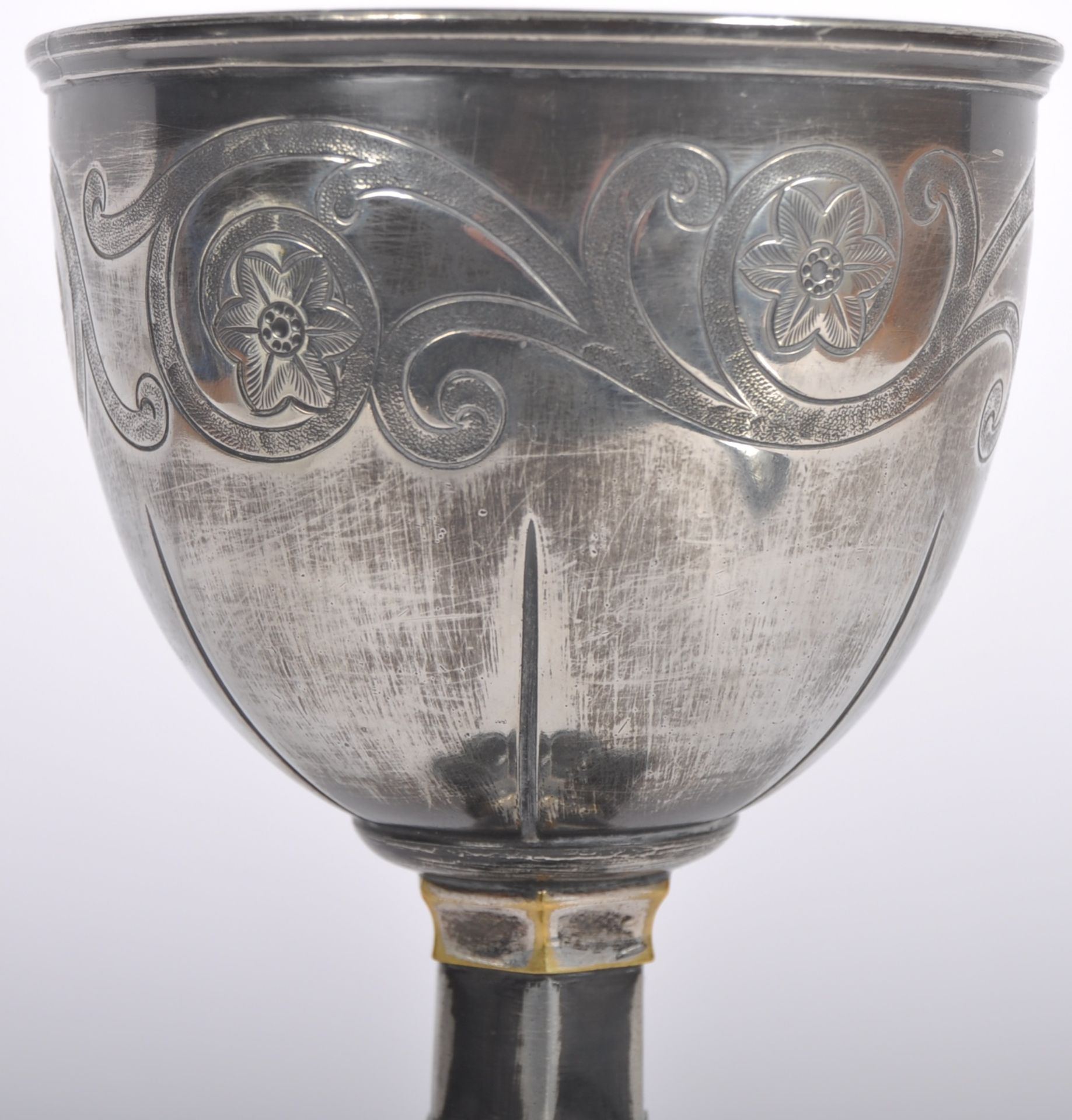 19TH CENTURY SILVER PLATED GOBLET - Image 3 of 9