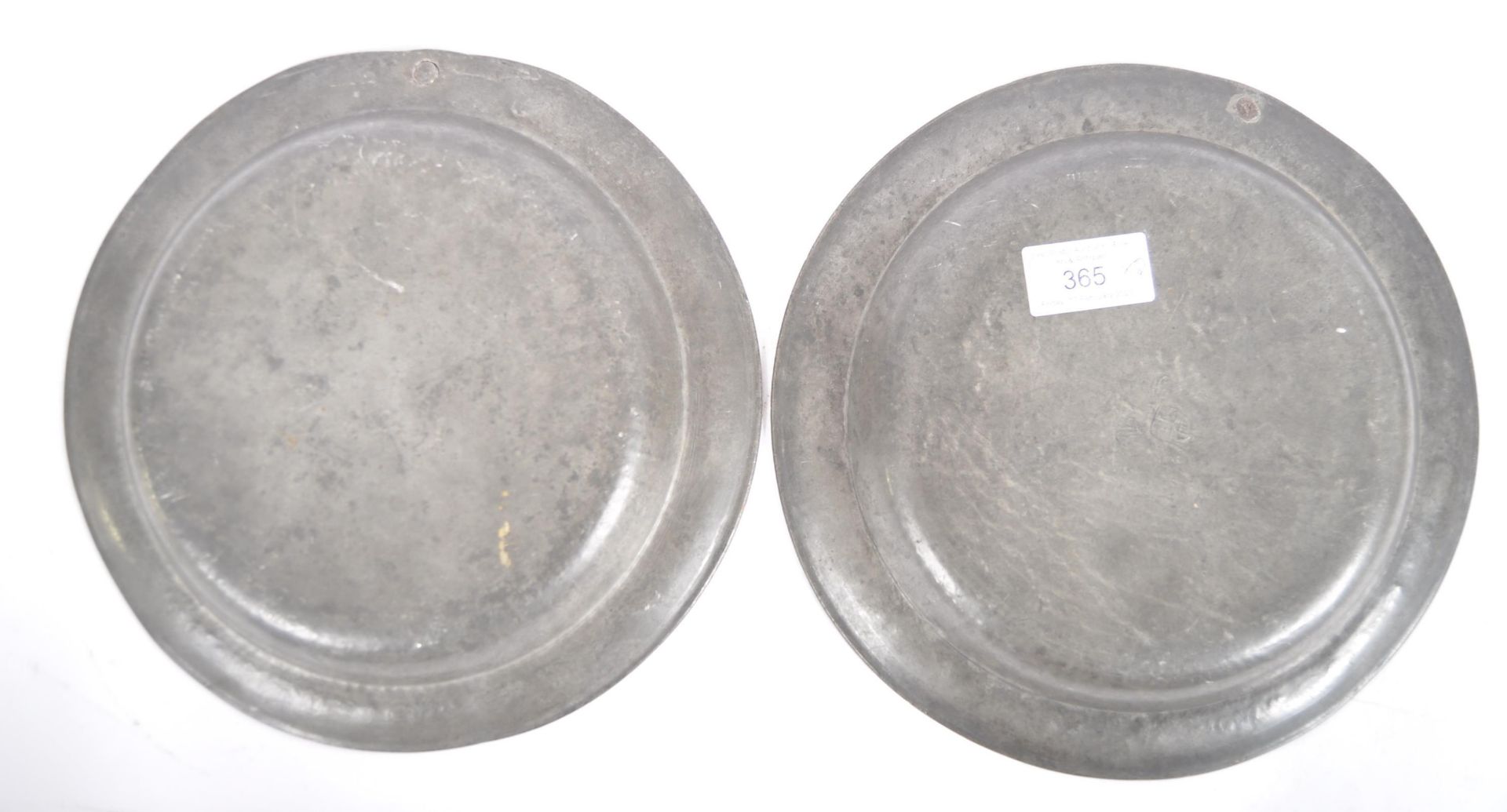 PAIR 18TH CENTURY DUTCH ENGRAVED PEWTER PLATES - Image 6 of 6