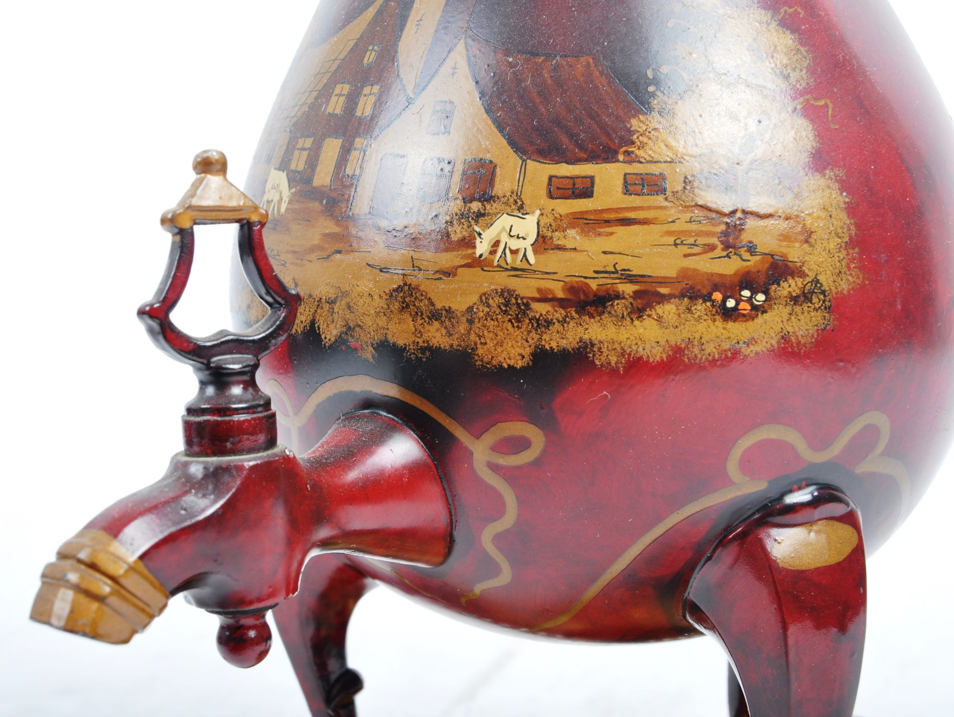 19TH CENTURY VICTORIAN RED LACQUERED COFFEE POT - Image 4 of 6