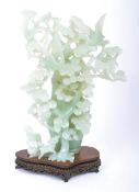 19TH CENTURY CARVED JADE SCULPTURE OF DEER AND BONSAI