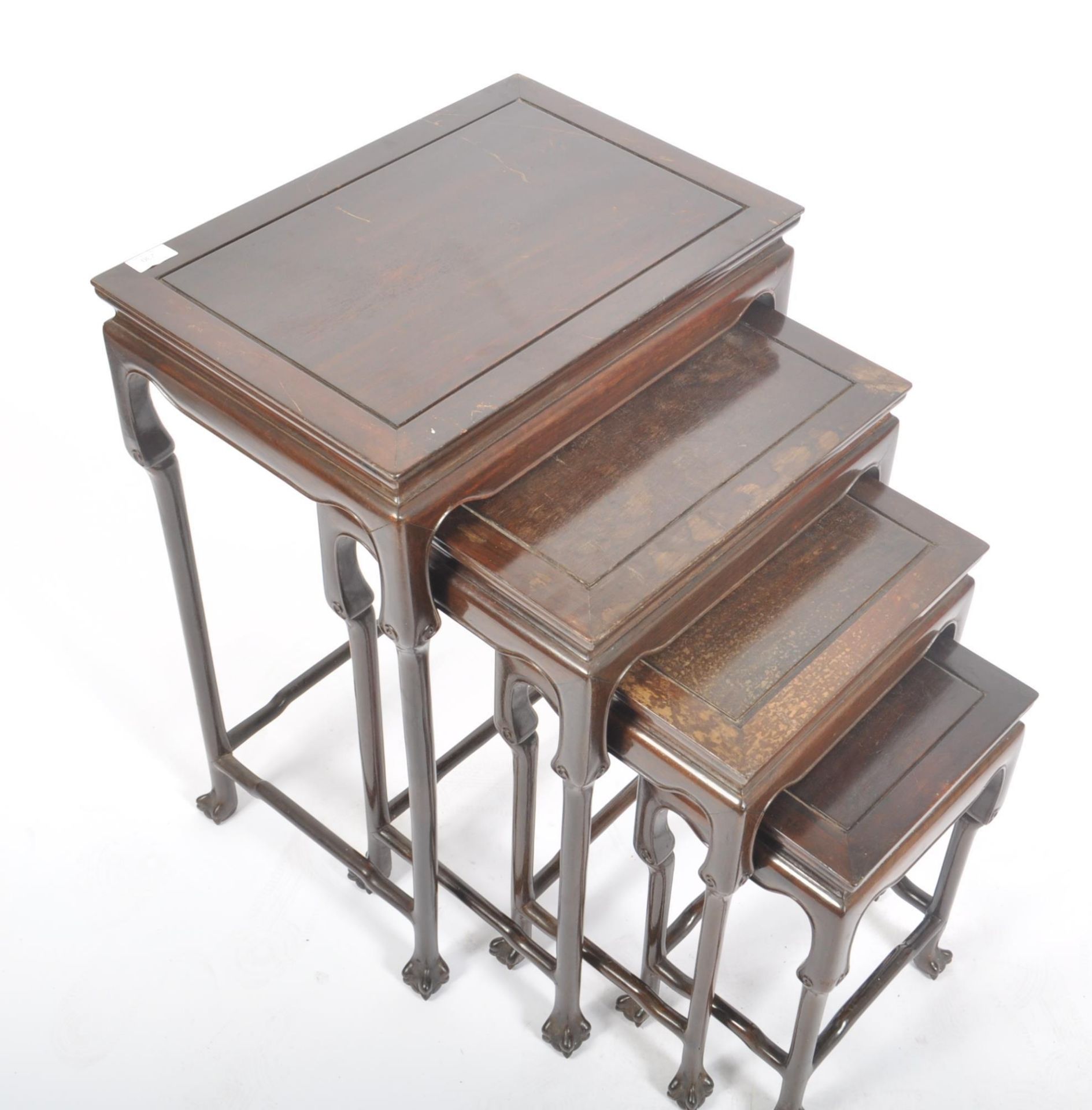 CHINESE QING DYNASTY ORIENTAL HARDWOOD NEST OF TABLES - Image 2 of 6