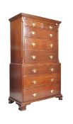 19TH CENTURY GEORGE III MAHOGANY CHEST ON CHEST OF DRAWERS