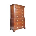 19TH CENTURY GEORGE III MAHOGANY CHEST ON CHEST OF DRAWERS