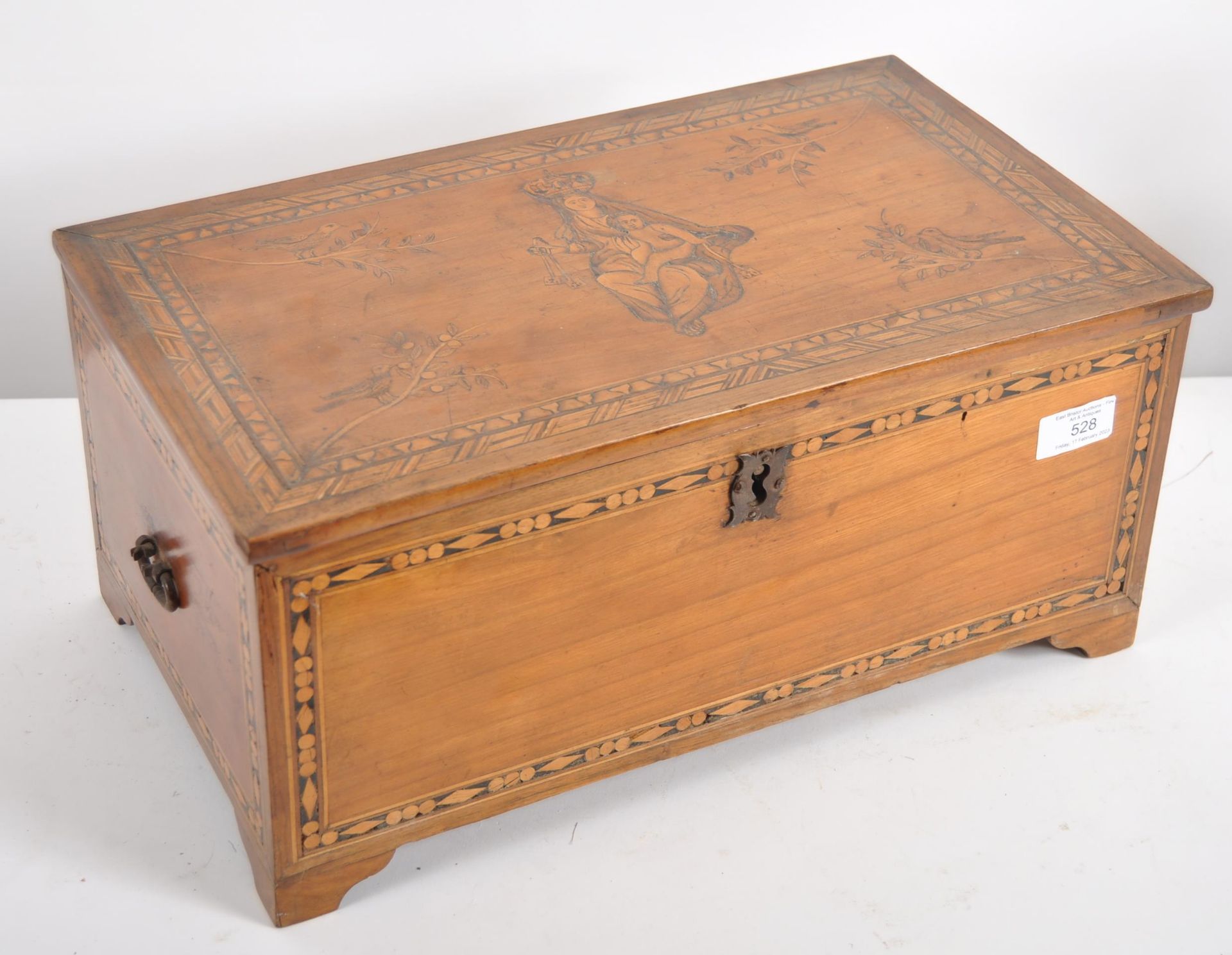 19TH CENTURY SATINWOOD TUNBRIDGE BOX WITH MADONNA - Image 2 of 5