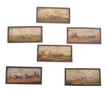 SET 6 19TH CENTURY OIL ON PANEL EQUINE INTEREST PAINTINGS