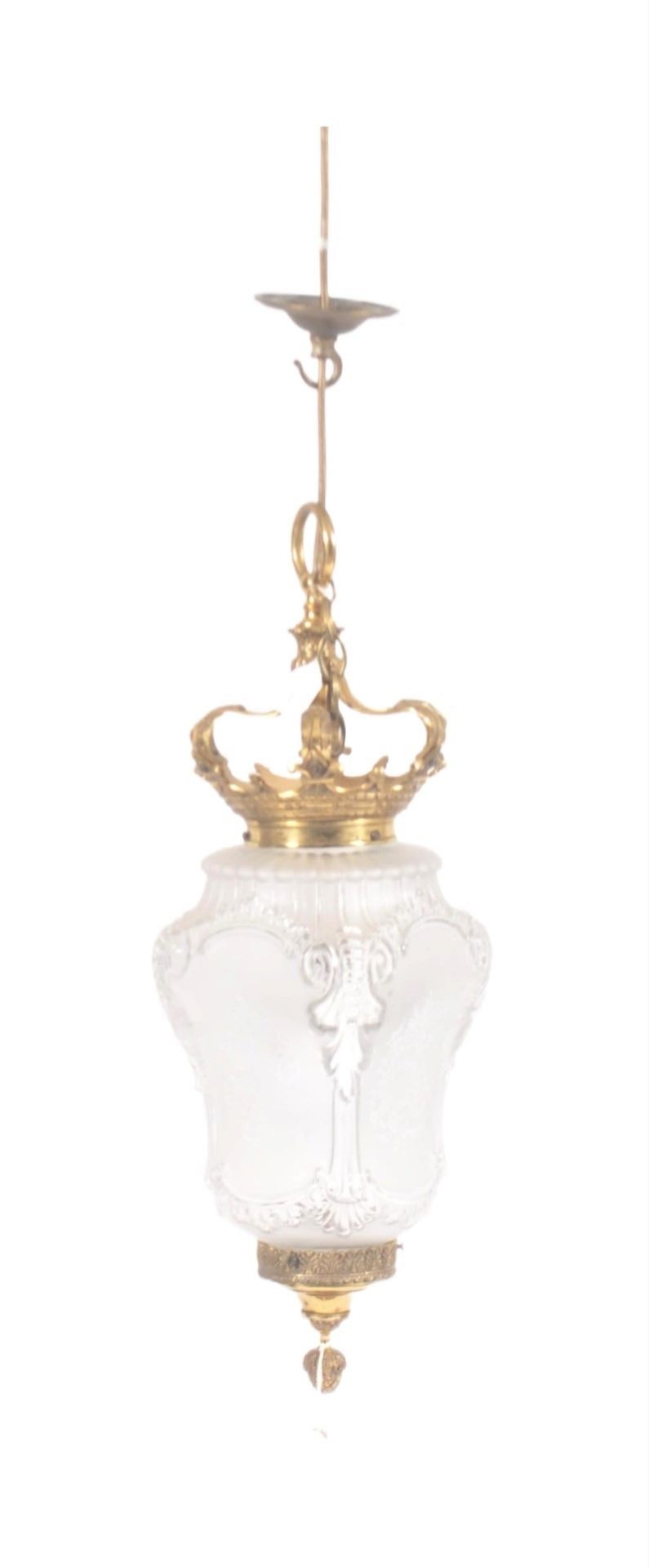 20TH CENTURY EDWARDIAN ETCHED GLASS CEILING LIGHT