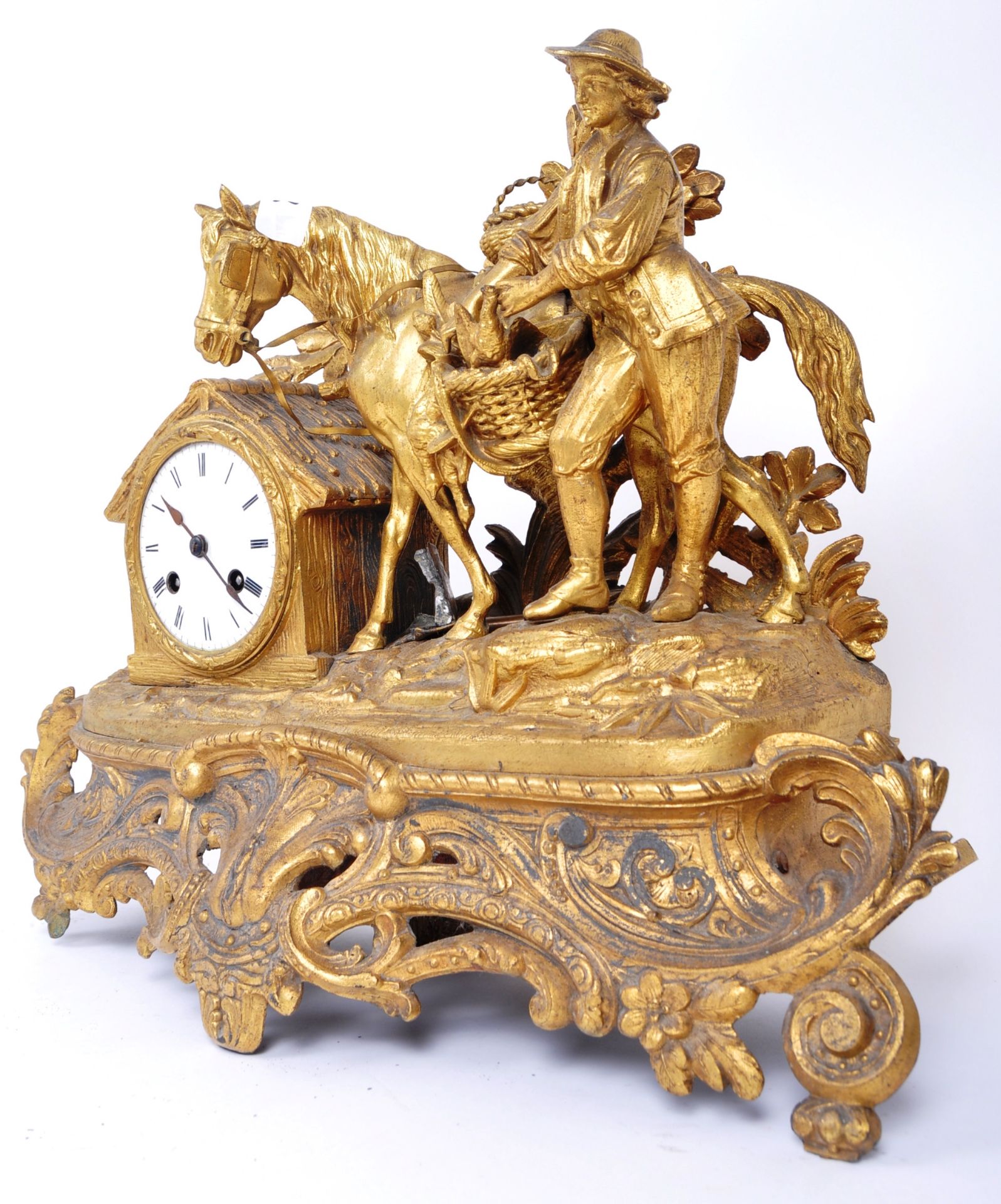 19TH CENTURY FRENCH ORMOLU GILT MANTEL CLOCK - Image 4 of 6