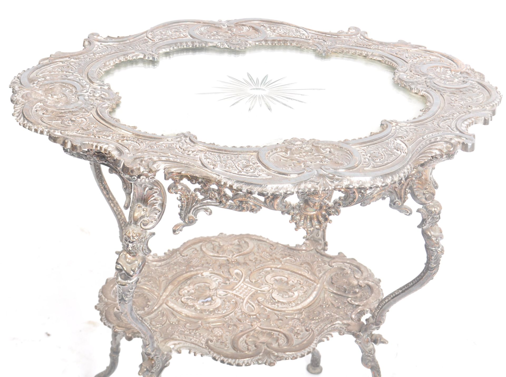 LATE 19TH CENTURY SILVER PLATED MIRROR TOP TABLE - Image 2 of 11