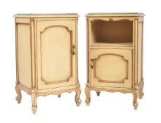 19TH CENTURY PAINTED FRENCH LOUIS XVI BEDSIDE CABINETS