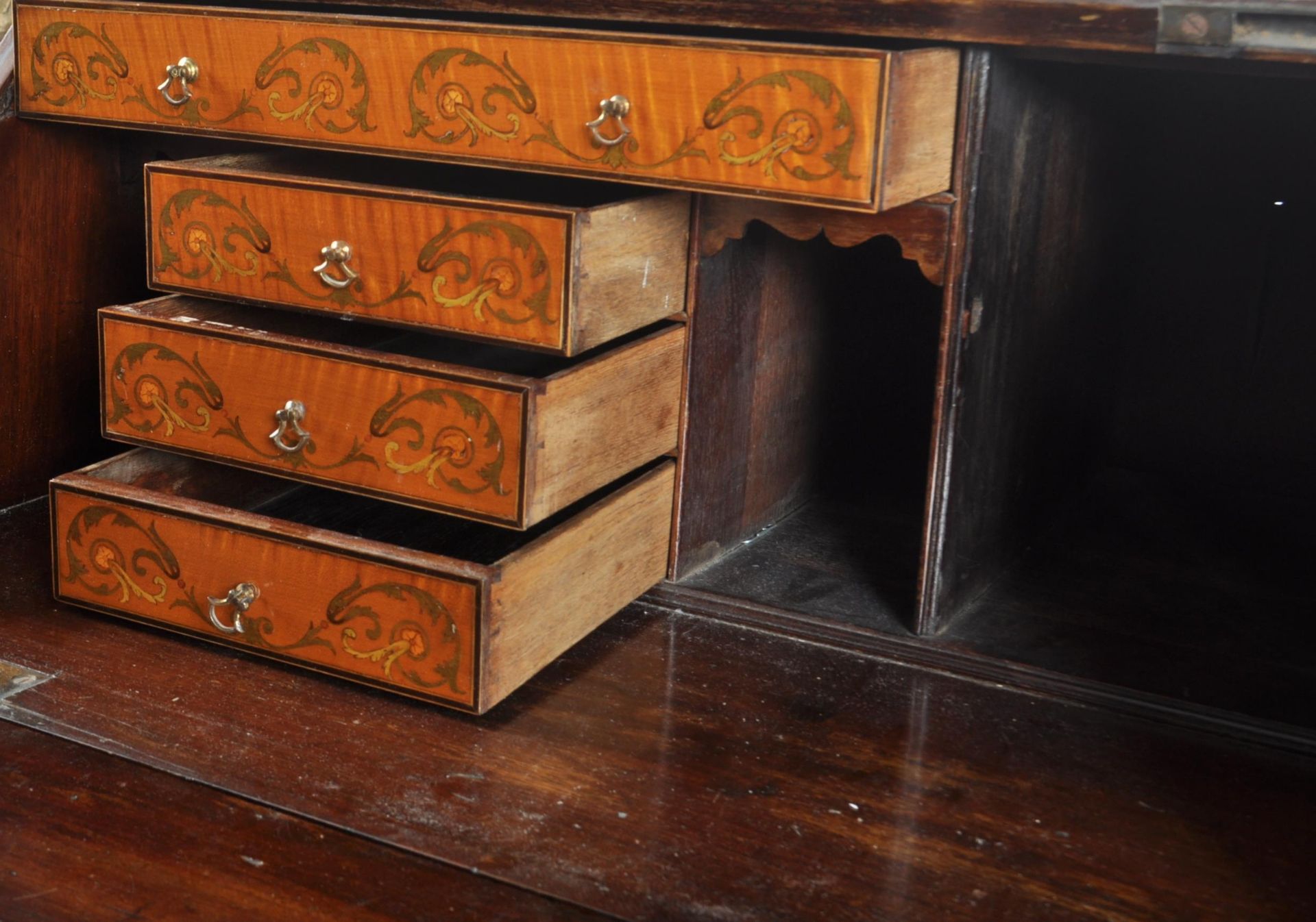 18TH CENTURY GEORGE III MARQUETRY INLAID BUREAU BOOKCASE - Image 18 of 23