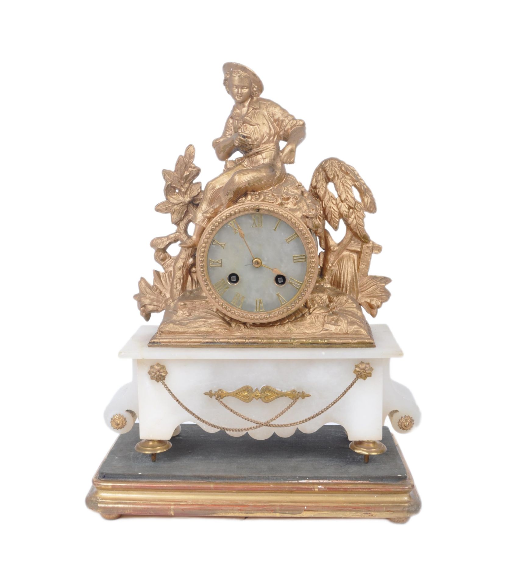 19TH CENTURY FRENCH 8 DAY GILT ORMOLU & MARBLE CLOCK