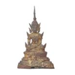19TH CENTURY GILT-METAL THAI RATTANAKOSIN BUDDHA